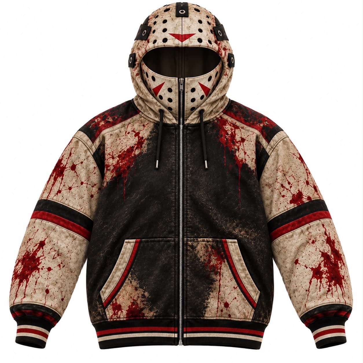 Hockey Mask zip-front hoodie with mask-style hood